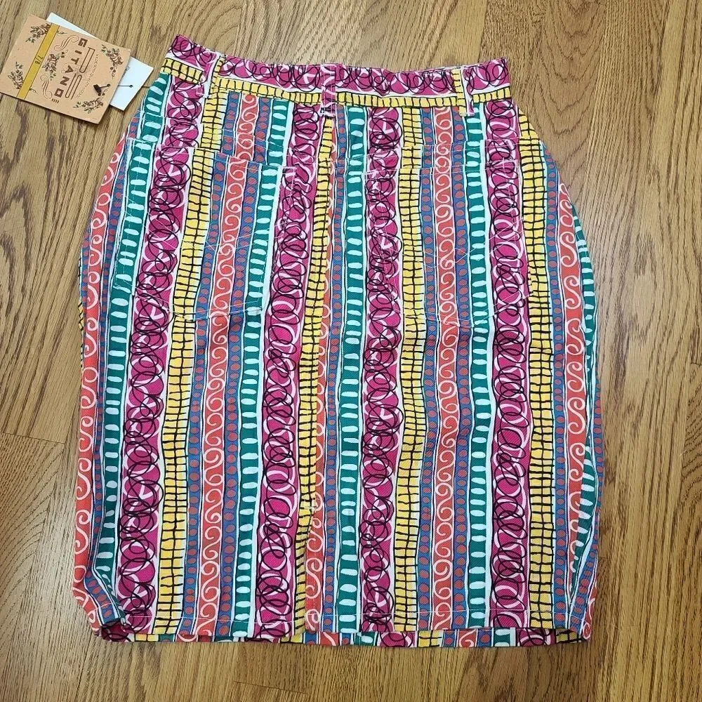 Gitano Denim Skirt if Fun Stripes! 7/8 NWT